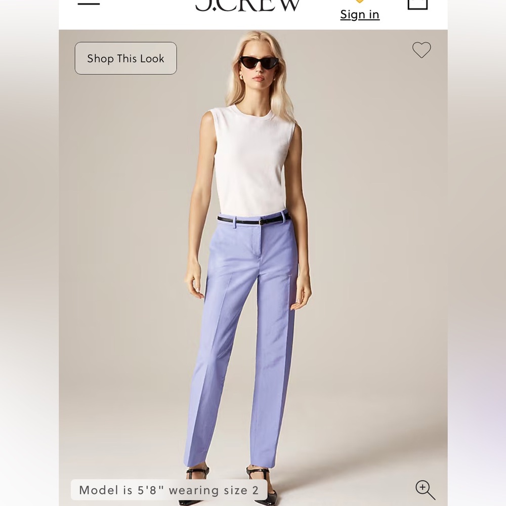 J. Crew Slim-fit trouser in sateen, size 8 NWT